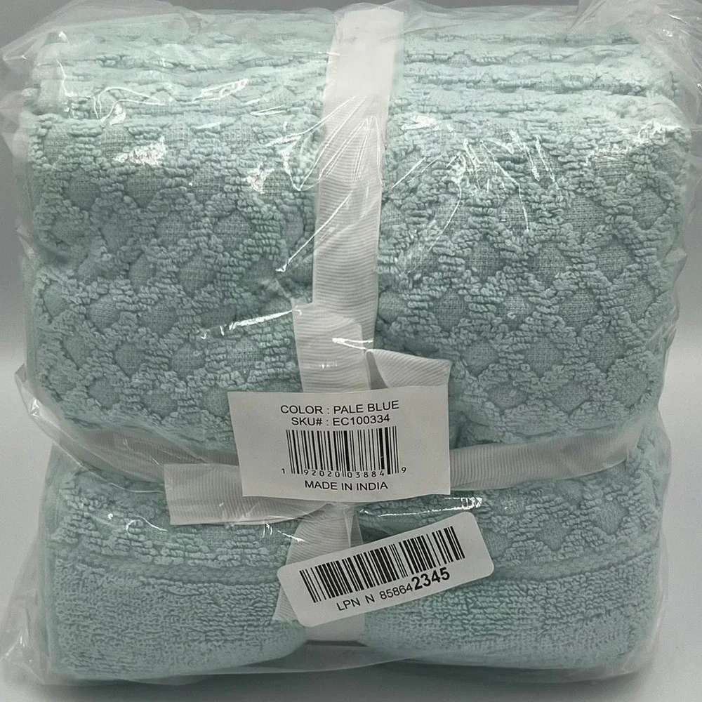 Great Bay Home Grayson Hand Towels 6 Pack Pale Blue 16x28 New